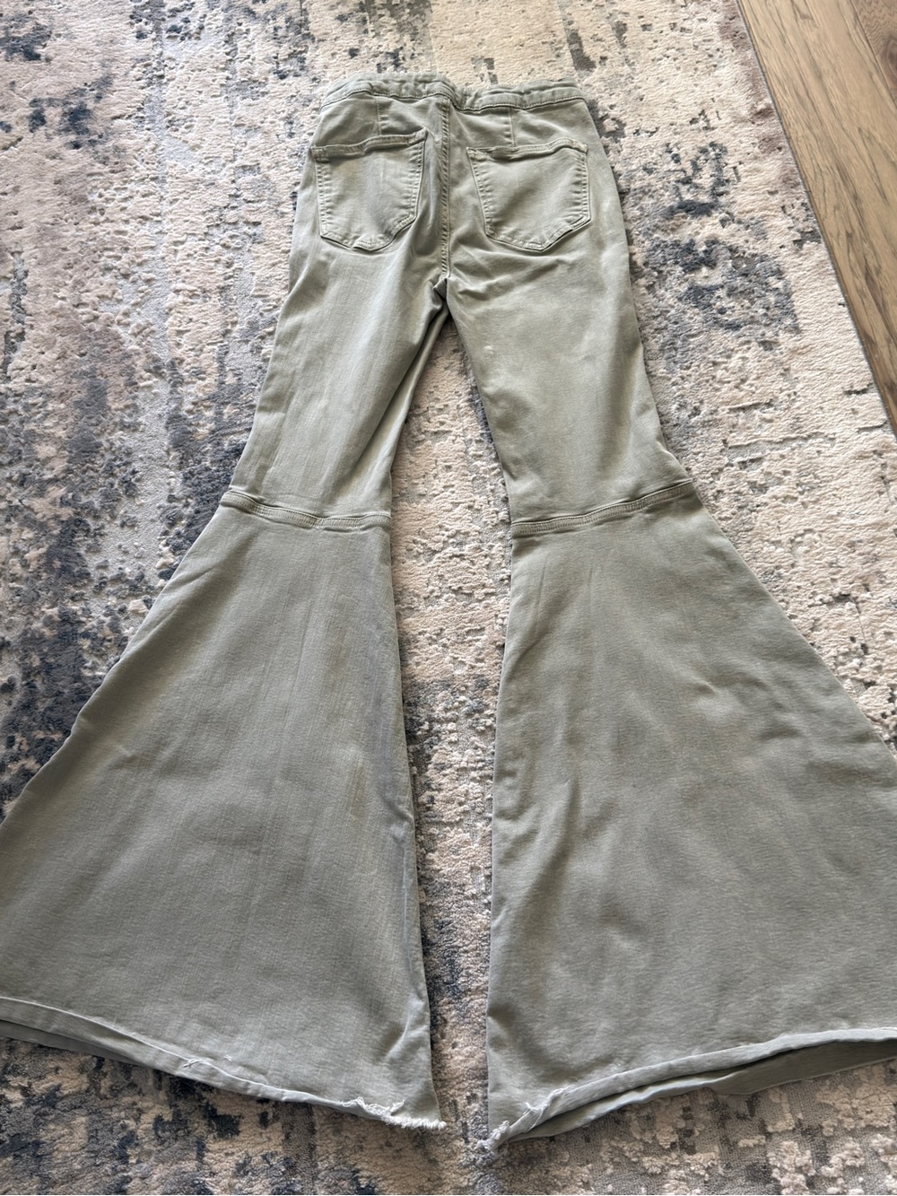 Free People Olive Green Wide Leg Flare Jeans - Picture 6 of 6